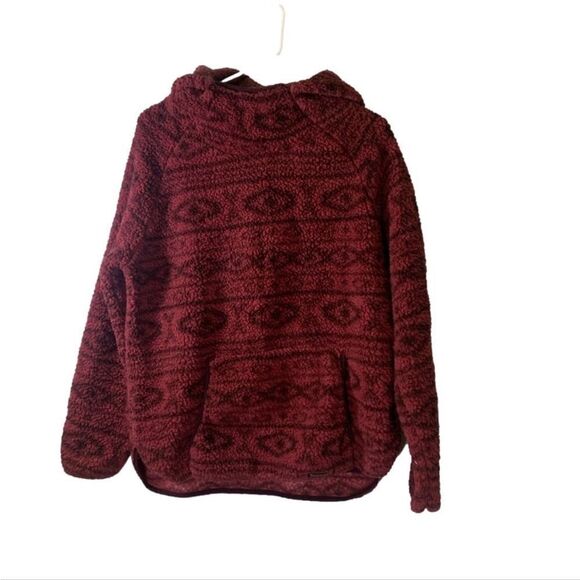 Avalanche‎ Medium Maroon Fleece Aztec Southwestern Mock neck Hoodie - Picture 1 of 5